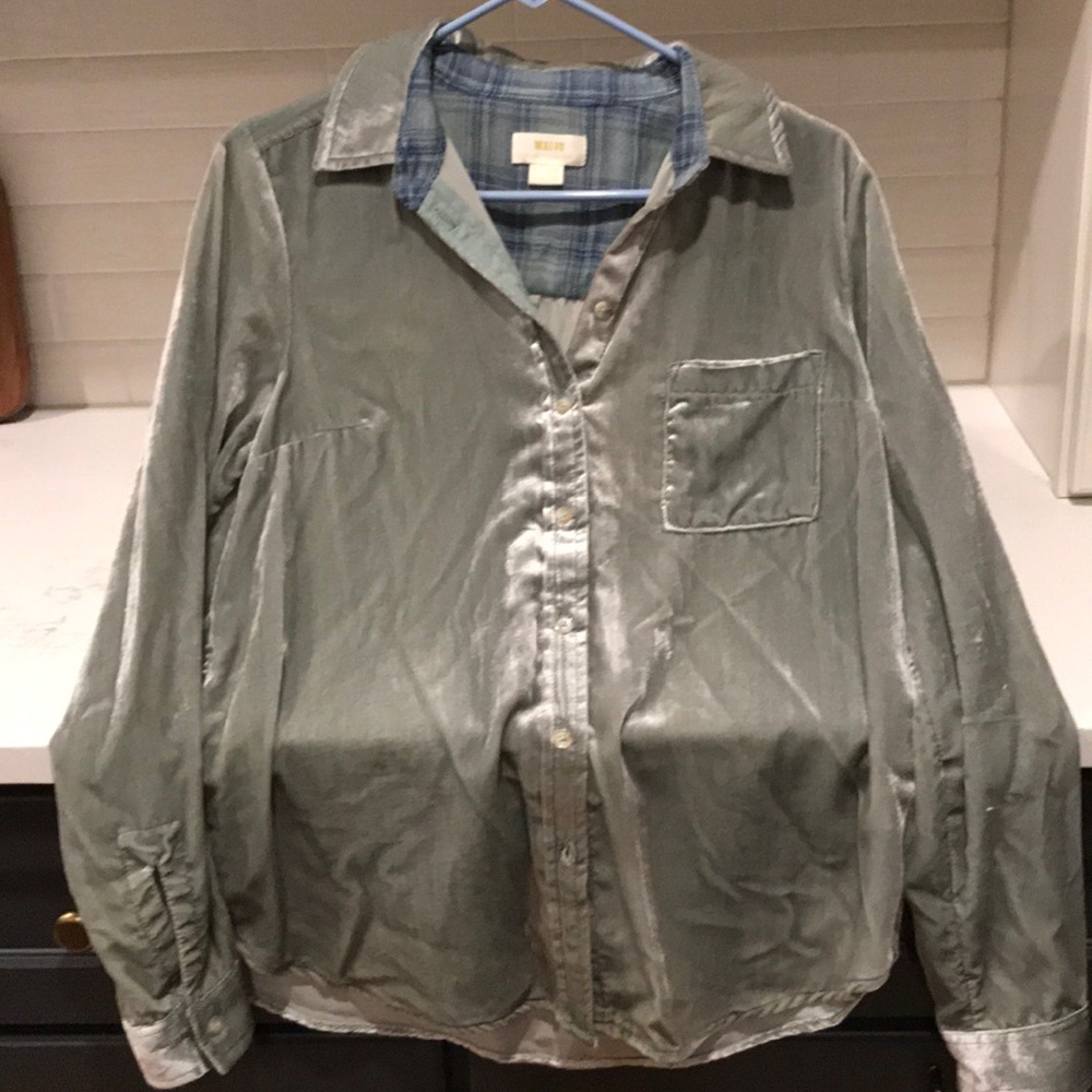 Velour button down shirt